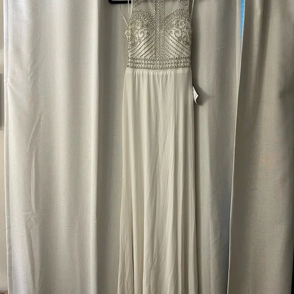 r&m richards beaded dress R & M Richards Women's Long Sequin Gold Dress, 6 main image 0